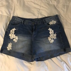 Denim Shorts with white Floral patches